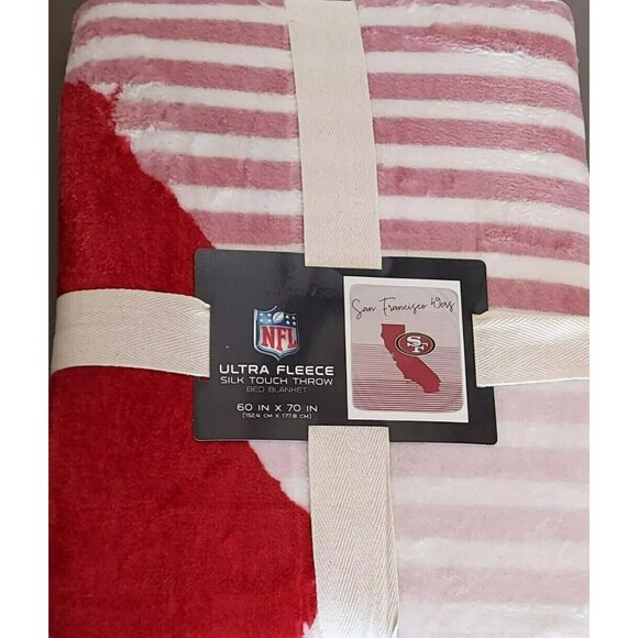San Francisco 49ers State Stripe Ultra Larger Soft Plush Throw Blanket Licensed - Picture 2 of 4